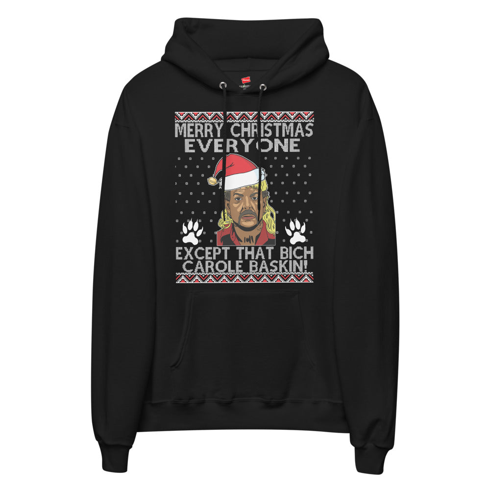 Joe Exotic Merry Christmas To Everyone Except That B*tch Carole Baskin Tiger King Longsleeve Hoddie